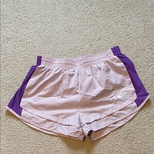 Nike Women's Pink Running Shorts with Purple Panels